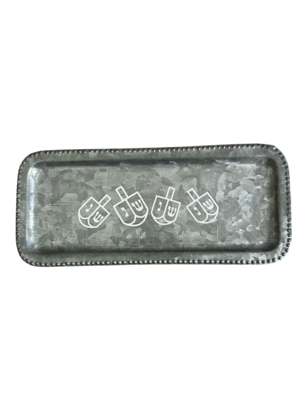Galvanized Metal Hanukkah Menorah Drip Tray